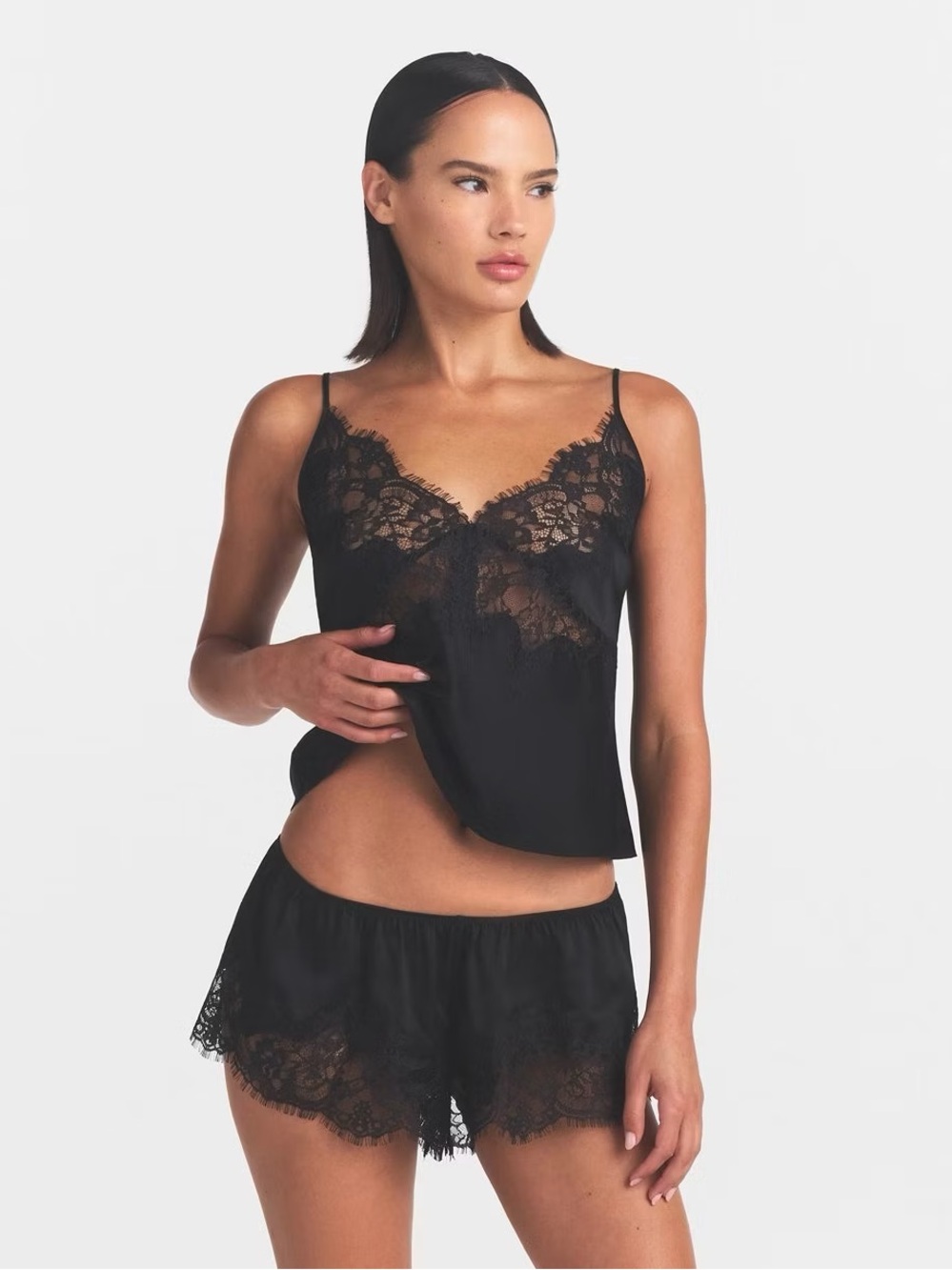 SKIMS Black Lace-Trim Cami (NWT)